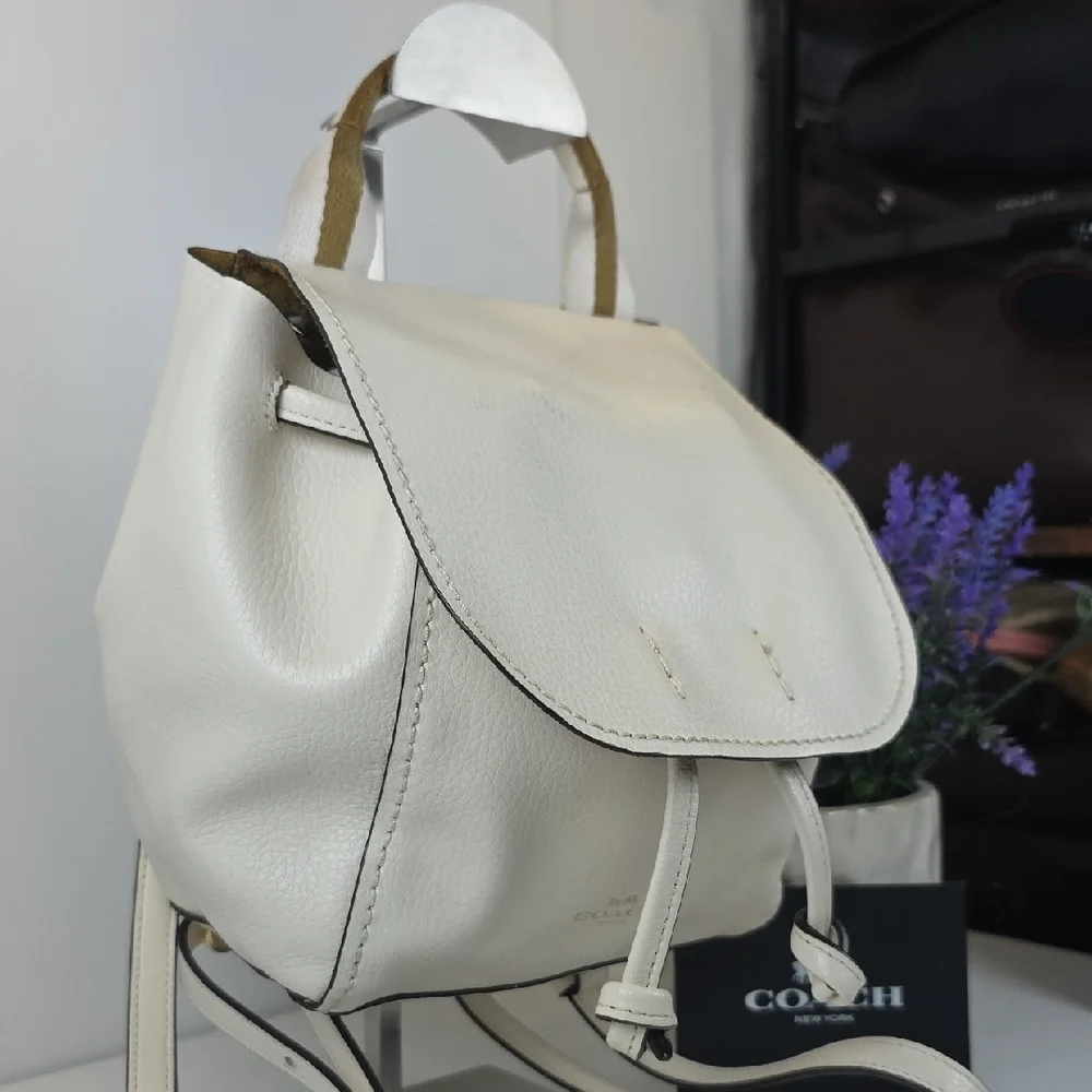 Coach Derby Ivory White‎ Leather Backpack Crossbody Shoulder Bag - Picture 4 of 16